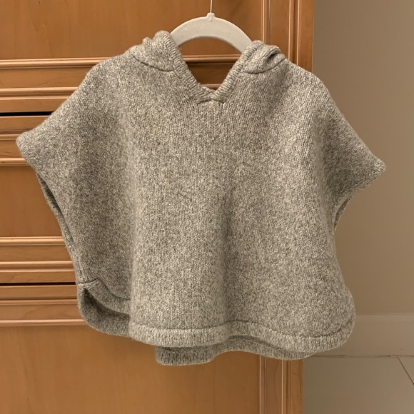 Cozy Gray Kids Sweater Poncho - Picture 1 of 6